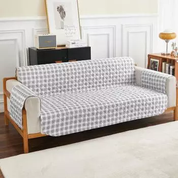 Чехол для дивана в клетку, цветочный лоскутный протектор для мебели с фестончатым краем, устойчивый к пятнам, напечатанный на ткани, коллекция Maribel 167*190CM