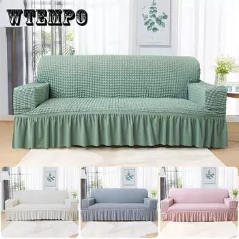 Чехол для дивана в клетку из жатого хлопка, простой эластичный чехол для кресла, чехол для гостиной, угловой чехол для дивана, 1/2/3/4 места 90-140cm