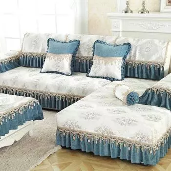 Чехол для дивана в кружевном стиле, роскошный роскошный чехол для дивана Four Seasons, универсальный чехол для подушки для дивана, нескользящая тканевая юбка, пленка для распашного дивана 30x70cm Armrests