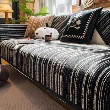 - Чехол для дивана в полоску, 1, 2, 3-местный, стул, диванный чехол, нескользящий, подушка для секционного дивана для гостиной, домашний декор 110x110cm 1pc