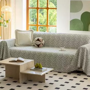 Чехол для дивана в полоску, устойчивый к царапинам, шенилловое полотенце, одеяло, толстое, на 1/2/3/4 места, для дивана, кресла, мебели, защита для домашних животных 180x130cm бежевый