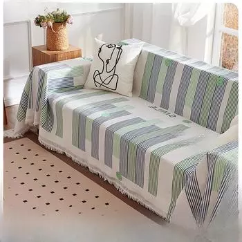 Чехол для дивана в скандинавском стиле Ins, кремовый стиль, чехол для дивана с защитой от кошачьих царапин, полотенце для дивана, универсальное четырехсезонное универсальное одеяло для дивана, ткань 130*180cm зелёный