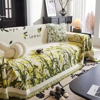 Чехол для дивана в скандинавском стиле из шенилла, пледы для гостиной, парная позиция, современный рапсовый цветок, походное одеяло для пикника 180x130