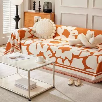 Чехол для дивана в скандинавском стиле с цветочным узором из шенилла для гостиной, универсальный чехол для дивана на все времена, мягкий коврик, пригодный для машинной стирки 1seater 180x130cm хаки