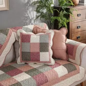 Чехол для дивана в стиле бохо из хлопковой ткани Four Seasons Ethnity Style, чехол для дивана с клетчатым принтом, подушка для дивана для гостиной, нескользящий коврик 70x70