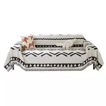 Чехол для дивана в стиле бохо на все времена года, нескользящая ткань из шенилла, черно-белый чехол для дивана, высококачественный чехол 180*130cm