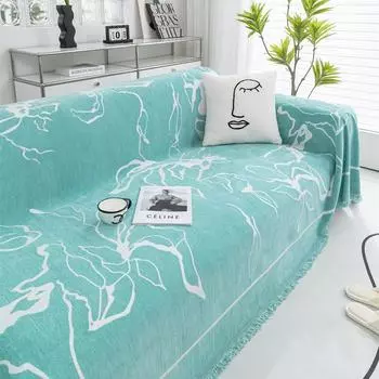 Чехол для дивана в стиле хиппи с цветами, полотенце для дивана, синель, черно-белый чехол для дивана, коврик для домашних животных, чехол для дивана в гостиной, одеяло 180x130