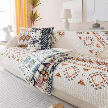 Чехол для дивана в стиле ретро, этнический, бархатный, нескользящий, для гостиной, 3-местного кресла, дивана, чехлы для мебели, защита на зиму 70x70cm 1pc