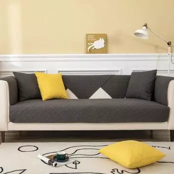 Чехол для дивана в стираном стиле, шовная ткань, художественный диванный коврик, однотонный, универсальный, для сезонов, для гостиной, нескользящая подушка для дивана, полотенце для рук 70x70