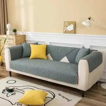 Чехол для дивана в стираном стиле, шовная ткань, художественный диванный коврик, однотонный, универсальный, для сезонов, для гостиной, нескользящая подушка для дивана, полотенце для рук 70x70cm 1pcs