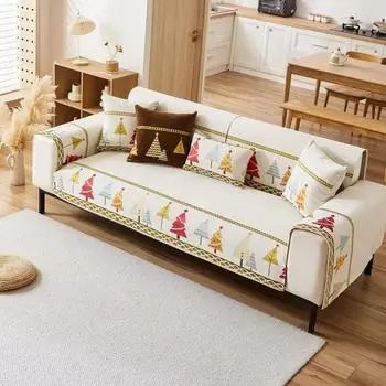 Чехол для дивана в виде рождественской елки в скандинавском стиле, универсальный чехол для сиденья на все сезоны, нескользящий износостойкий чехол для дивана из шенилла 70x70cm 1pcs