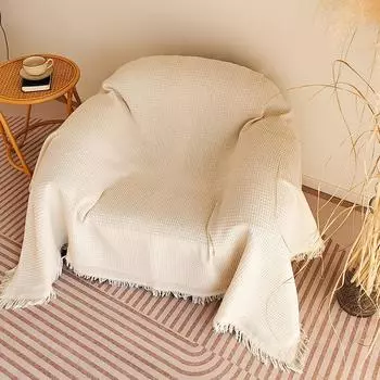 Чехол для дивана, вафельный жаккардовый плед с кисточками для дивана-кровати, декоративный чехол для дивана, защитный чехол для дивана/дивана для собаки 90x90cm