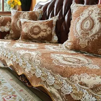 Чехол для дивана Wave Edge на все времена года, нескользящее износостойкое полотенце для дивана, наволочка из кружева, шенилл, жаккардовая подушка для дивана 48x55Hand towel1pcs