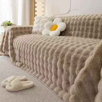 Чехол для дивана Winter Cat Feeling One Piece с утолщенным плюшевым полотенцем для дивана с изображением кролика 180x130cm вишня розовый