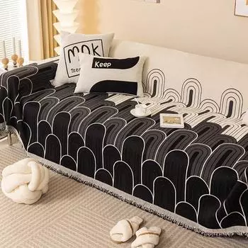 Чехол для диванного полотенца из шенилла, универсальный, всесезонный, простой, чехол для диванной подушки, нескользящий чехол, одеяло с защитой от царапин от кошек 180*150cm