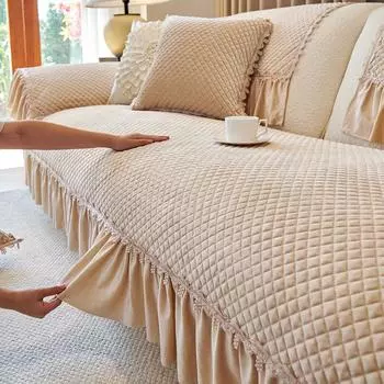 Чехол для диванной подушки в европейском стиле, чехол для заднего полотенца, на осень и зиму, на все времена года, плюшевый, зимний, однотонный, для гостиной, утолщенный, нескользящий 30*50cm серый