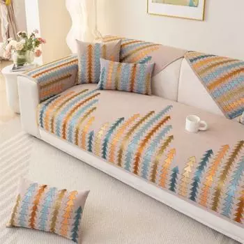 Чехол для дома из полосатой синели Funda Sofa Mat Living Room All Season Home Decor Non-Slip Sofa Cushion Couch Sofa Covers 70X70