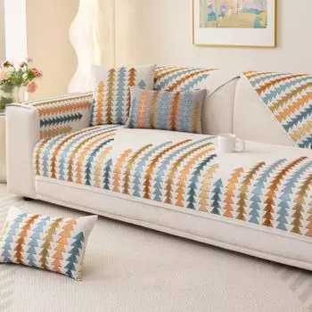 Чехол для дома из шенилловой ткани в полоску на все сезоны, чехол для дивана, коврик для гостиной, домашний декор, нескользящая подушка для дивана, чехлы для дивана 70X70cm 1pc