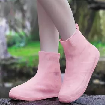 Чехол для дождевых сапог, силиконовый чехол для дождевых сапог, детские уличные дождевые сапоги для дождливого дня, утолщенные нескользящие резиновые сапоги с высокой трубкой L розовый