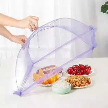 Чехол для еды, пылезащитный чехол для овощей, прозрачный, складной, антимоскитный, прямоугольный, для пикника на открытом воздухе, для защиты от мух, для посуды фиолетовый