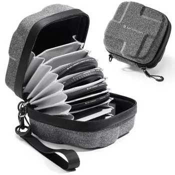 Чехол для фильтра Concept на 10 шт. Подходит для фильтров диаметром до 82 мм. Круглый фильтр. Фильтрующая линза. Фильтрующая линза. EVA. Износостойкие фильтры K&F. Диаметр, чехол,