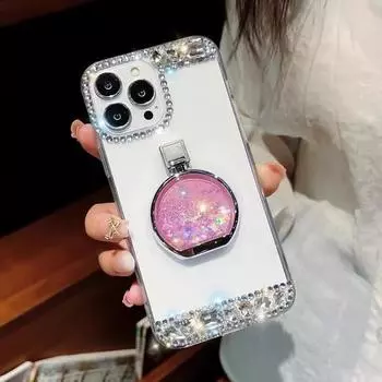 Чехол для флакона духов Bling Diamond Quicksand для iPhone 14 11 12 13 Pro Max/Samsung S23 S22 S21 ultra A13 A23 A33 A53 A12 A22 A32 A52/Redmi 9 9A 9C 9T