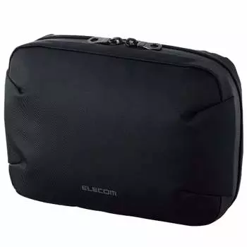 Чехол для гаджета ELECOM, антибактериальный, водоотталкивающий, с застежкой-молнией, фиксированный держатель для ручек, черный BMA-GPAB01BK