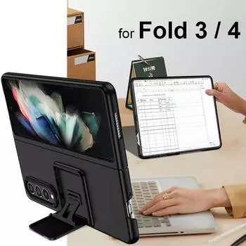 Чехол для Galaxy Z Fold 3 со встроенным кронштейном-подставкой, защитный чехол для камеры, чехол от царапин, черный, синий, зеленый, красный для Fold 4, 5g for Galaxy Z Fold 4 кларет