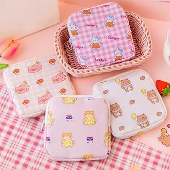 Чехол для гигиенических салфеток, портативные аксессуары для студентов, легкий чехол для гигиенических салфеток с мультяшным рисунком, полезный грязеотталкивающий полиэстер B