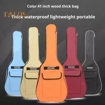 Чехол для гитары 40/41 дюйма с двумя регулируемыми плечевыми ремнями, утолщенный чехол для электрогитары, водоотталкивающий клапан, отделение для электробас-гитары красный