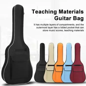 Чехол для гитары 40/41 дюйма с двумя регулируемыми плечевыми ремнями, утолщенный чехол для электрогитары, водоотталкивающий клапан, отделение для электробас-гитары синий