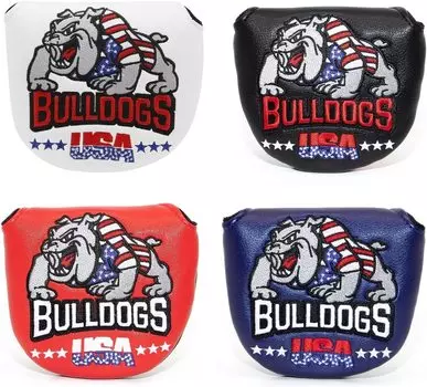 Чехол для гольф-головки, чехол для паттера, тип штифта, совместимый с Odyssey 2 Ball, паттер TaylorMade Spider с вышивкой «Бульдог» (Полукруглый черный)