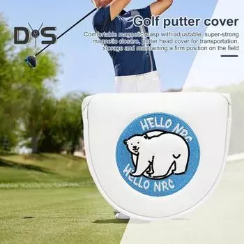 Чехол для гольф-паттера с магнитным молотком, чехол для гольф-клюшки, чехол для гольф-клюшки, милый чехол для клюшки с дизайном в виде белого медведя, чехол для гольфиста U
