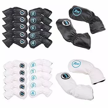 Чехол для гольфа Iron Cover, набор из 10 предметов, пронумерованный AW PW SW, водонепроницаемый, 4-9 (белый) белый