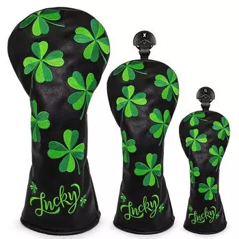 Чехол для гольфа Lucky Clover, характеристики, комплект чехлов для гольфа из дерева, черный чехол для гольфа, чехол для Fairway Hybrid, чехол для гольфа Aliennana, высококачественная вышивка