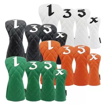 Чехол для гольфа, совместимый с драйвером 440cc, чехол для 460cc, деревянный чехол, универсальный чехол UT, водонепроницаемый, ромбовидный, номер 1, 3, 5 x 4 шт. (зеленый, набор) зелёный