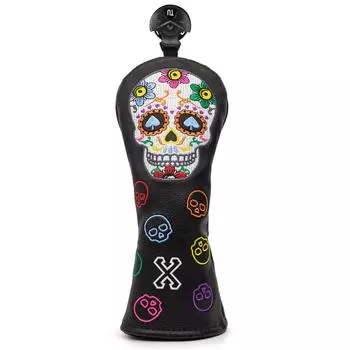 Чехол для головки гольф-клуба Чехол для дерева Драйвер Фарвейное дерево Утилита Гибрид Чехол для головки Номерная бирка Чехол для головки гольф-клуба ПУ кожа Стильный Красочный Череп чёрный