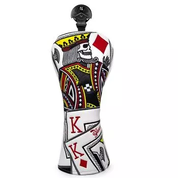 Чехол для головки клюшки для гольфа Poker Diamond King, стильный, с вышивкой, переливающийся деревянный чехол Driver Fairway Wood Utility Head Cover для гибрида с номерной биркой