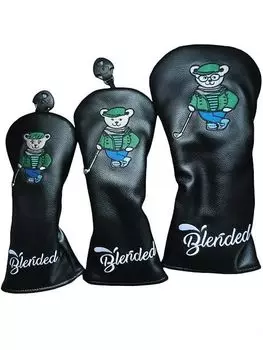 Чехол для головки клюшки для гольфа Driver Wood Fairway Wood Utility с номером и биркой Bear Pattern (черный)