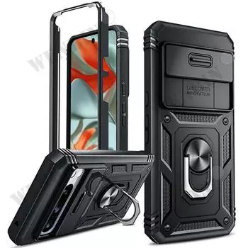 Чехол для Google Pixel 9 Pro XL 8 6 Pro 7A 8A Heavy Duty с камерой, поворотом на 360 градусов, подставкой, противоударным чехлом Google Pixel 9 ProXL чёрный