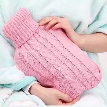 Чехол для грелки для рук. Практичный съемный дышащий вязаный чехол. Зимний домашний и уличный вязаный чехол для бутылки с горячей водой. Куртка для сумки с горячей водой. 2000ml розы красного