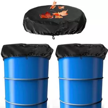 Чехол для химической бочки от пыли с затягивающимся шнурком, регулируемый по окружности, водонепроницаемый, устойчивый к царапинам, для защиты от листьев и мусора, сбора воды чёрный