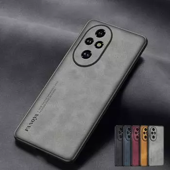 Чехол для Honor 200 Pro, противоударный матовый кожаный чехол для Huawei Honor 200 Lite 100 Pro 90 Lite, мягкая задняя крышка в виде ракушки For Honor 200 Pro чёрный