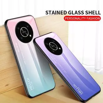 Чехол для Honor 50 Pro 50 se X8 X9 X7 7A Pro 7s 20 50 Lite 9x Premium 9C 30S 9S, чехол с градиентом Aurora, закаленное стекло, мягкая рамка, задняя крышка, чехол для телефона For Honor 9S белый