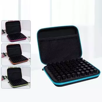 Чехол для хранения эфирных масел, большой емкости, противоударный, легкий, превосходный органайзер для бутылок с 63 отделениями для салона красоты синий