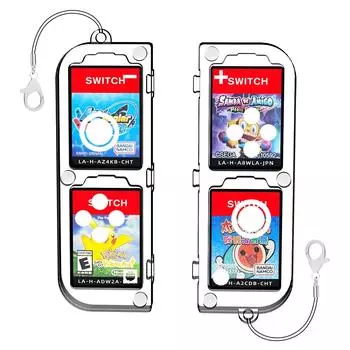 Чехол для хранения игровых карт для Nintendo Switch Games, портативный держатель для 4 игровых карт для Switch, аксессуары для Switch 8.39*2.8*2.96cm прозрачный/чёрный