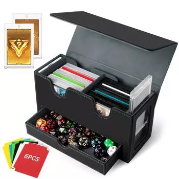 Чехол для хранения карт AOBOPLE из искусственной кожи, для коллекционных карт, с 2 окошками для показа и кубиками большой емкости, совместимыми с 2 картами