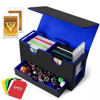 Чехол для хранения карт AOBOPLE из искусственной кожи, для коллекционных карт, с 2 окошками для показа и кубиками большой емкости, совместимыми с 2 картами