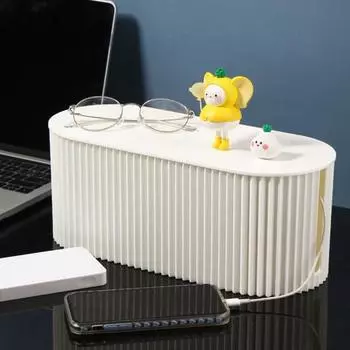 Чехол для хранения проводов, влагозащищенный настольный блок питания, рассеивание тепла, волнистый корпус, чехол для хранения проводов, портативная организация, выходное отверстие L белый