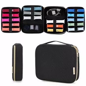 Чехол для хранения ремешков для часов на 26 штук, сумка-органайзер для переноски ремешков для часов, совместимая с чехлом-органайзером для ремешков для часов Apple Watch чёрный